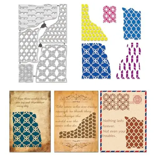 Produktbild: BENECREAT 5 Stück Stanzformen Mit Fliesenstruktur, Schablonen Für Den Unregelmäßigen Ziegelstein-Hintergrund Dekorative Prägeschablonen Für Scrapbooking., Fotoalbum, Grußkartenherstellung
