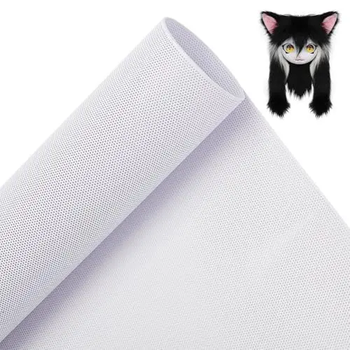 Produktbild: BENECREAT Custom Fursuit Eye Mesh, 100x30cm Weißes Sublimiertes PVC-Netz, 0.8mm Wasserdichtes Bedruckbares Netz Für Furries Cosplay, Kunstpuppen, Skulpturen, Requisiten, Pelzanzüge, Basteln