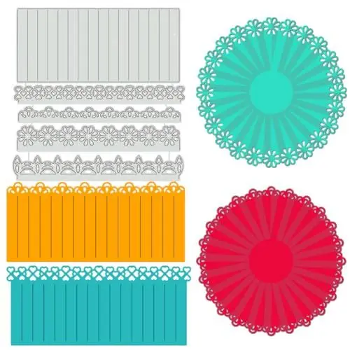 Produktbild: BENECREAT Rosette Metall-Stanzteile, Stanzformen Mit Blumenspitze, Kartenränder Karbonstahl Präge-Metallvorlagen Für Heimwerker, Basteln, Scrapbooking, Fotoalbum, Kartenprägung