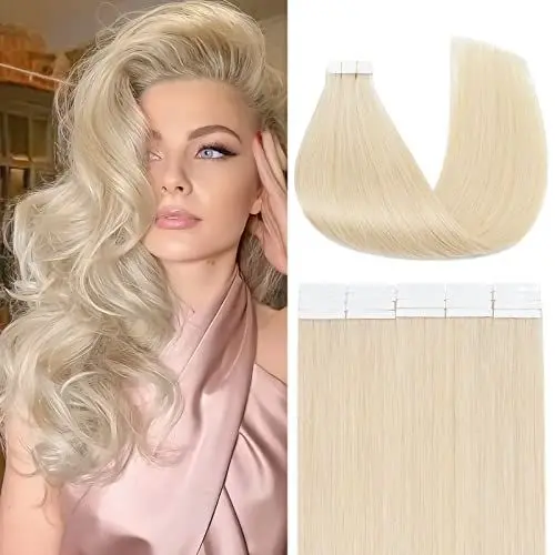 Produktbild: Benehair Tape in Extensions Echthaar, Invisible Tape Extensions Echt Haar, 20Pcs 20g Haarverlängerung Echthaar Tapes, Remy Natural Tapes Extensions Echthaar, 35CM Blondes &60A