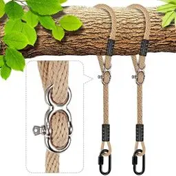 Produktbild: BeneLabel 2 Pack Schaukel Befestigung Baum, 1M Hängematte Schwingen Seil Einstellbar Verlängerbar Aufhängung Schnur für Outdoor-Baum Hängesessel Spielplatz Set, 1000lbs, 10mm Durchmesser, Naturtrikot