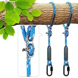 Produktbild: BeneLabel 2 Pack Schaukel Befestigung Baum, 1M Hängematte Schwingen Seil Einstellbar Verlängerbar Aufhängung Schnur für Outdoor-Baum Hängesessel Spielplatz Set, 1000lbs, 10mm Durchmesser, Blau