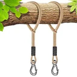 Produktbild: BeneLabel 2er Schaukel Baumbefestigung Seil, 0.5M Hängematte Befestigung Aufhängung Schnur mit Haken (400lbs) für Outdoor-Baum Hängesessel Spielplatz Set, 2500lbs, 10mm Durchmesser, Naturtrikot