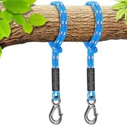 Produktbild: BeneLabel 2er Schaukel Baumbefestigung Seil, 1.5M Hängematte Befestigung Aufhängung Schnur mit Haken (400lbs) für Outdoor-Baum Hängesessel Spielplatz Set, 2500lbs, 10mm Durchmesser, Blau