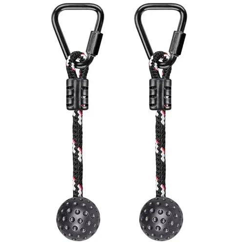 Produktbild: BeneLabel Hindernisparcours Griffkugel 4cm Durchmesser, 2er 34cm Outdoor-Spielplatz Hängende Karabiner Trainingsgeräte Indoor-Spaß Aktivität für Kinder und Jugendliche, 500lb, 14+ Jahren, Schwarz