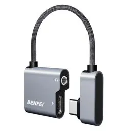 Produktbild: BENFEI 2in1 USB C auf Audio Klinke Adapter und PD 60W Schnellladung, USB C auf 3.5mm Aux Kopfhörer mit DAC-Chip für iPhone 15 Pro Max/15 Pro/15 Samsung Galaxy S24/S23/S22 Ultra iPad Pro Pixel 8 (Grey)
