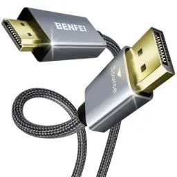 Produktbild: BENFEI 4K DisplayPort auf HDMI Kabel 4,5M (Geflochten, Aluminiumhülse), unidirektionales DisplayPort-Computer zu HDMI-Monitor, DP 1.2 zu HDMI 1.4 kompatibel mit HP ThinkPad AMD NVIDIA Desktop
