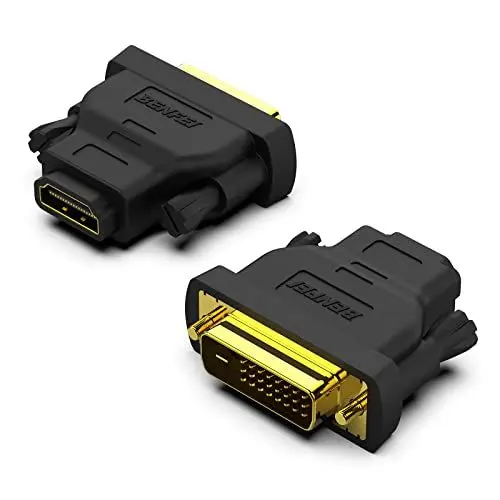 Produktbild: BENFEI Bidirektional DVI(DVI-D) zu HDMI Adapter 2 Stück, DVI (DVI-D)-Stecker auf HDMI-Buchse Adapter mit vergoldetem Stecker, unterstützt 1080P