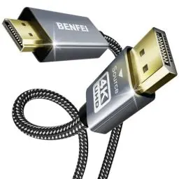 Produktbild: BENFEI 4K DisplayPort auf HDMI Kabel 1,8M (Geflochten, Aluminiumhülse), unidirektionales DisplayPort-Computer zu HDMI-Monitor, DP 1.2 zu HDMI 1.4 kompatibel mit HP ThinkPad AMD NVIDIA Desktop