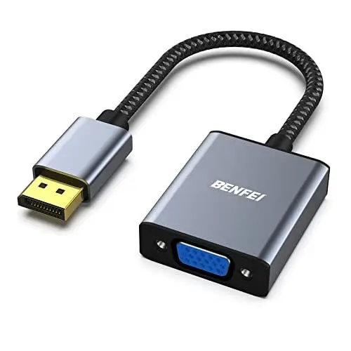 Produktbild: BENFEI DisplayPort auf VGA, Unidirektional DisplayPort DP Computor zu VGA Monitor Adapter 1080P (Stecker auf Buchse), kompatibel für Lenovo Dell HP ASUS (Nylon geflochten&Aluminum Alloy)