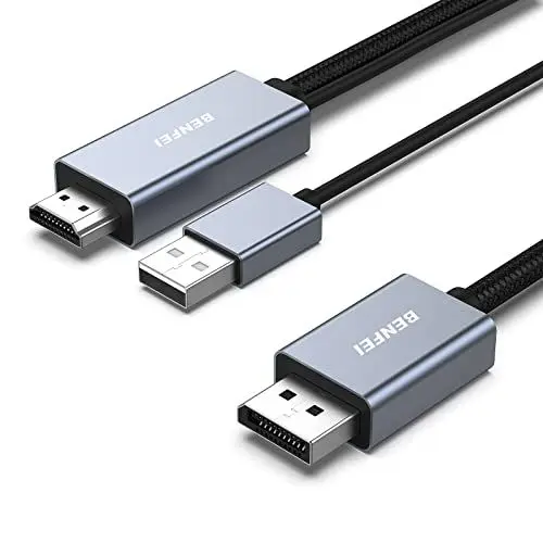 Produktbild: BENFEI HDMI auf DisplayPort Kabel 1,8 M, HDMI auf DisplayPort Monitor kompatibel mit PC Grafikkarte Laptop PS5 Xbox One (360) unterstützt 4K@60Hz 2K@144Hz 1080P@165Hz