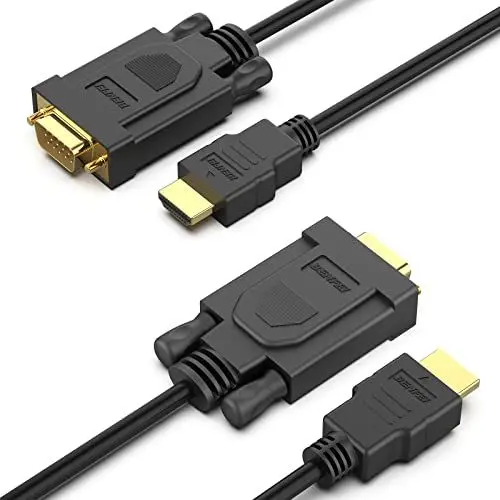 Produktbild: BENFEI HDMI zu VGA Konverter-Kabel 1,8M 2 Stück, Unidirektional HDMI zu VGA D-SUB 15 Pin M/M Unterstützung 1080P Signal von HDMI Eingang Laptop HDTV zu VGA Ausgang Monitoren Projektor,Fernsehapparat