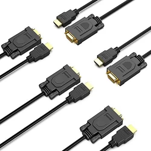 Produktbild: BENFEI HDMI auf VGA, 5 Stück, HDMI auf VGA 1,8 m Kabel (Stecker auf Stecker), kompatibel für Computer, Desktop, Laptop, PC, Monitor, Projektor, HDTV, Raspberry Pi, Roku, Xbox und mehr