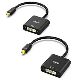 Produktbild: BENFEI Mini DisplayPort auf DVI Adapter, 2 Stück Mini Display Port (Thunderbolt) auf DVI Konverter Stecker auf Buchse Adapterkabel für ThinkPad SurfacePro PC.
