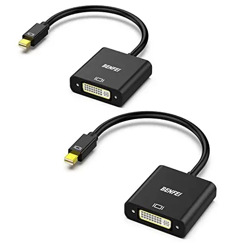 Produktbild: BENFEI Mini DisplayPort auf DVI Adapter, 2 Stück Mini Display Port (Thunderbolt) auf DVI Konverter Stecker auf Buchse Adapterkabel für ThinkPad SurfacePro PC.