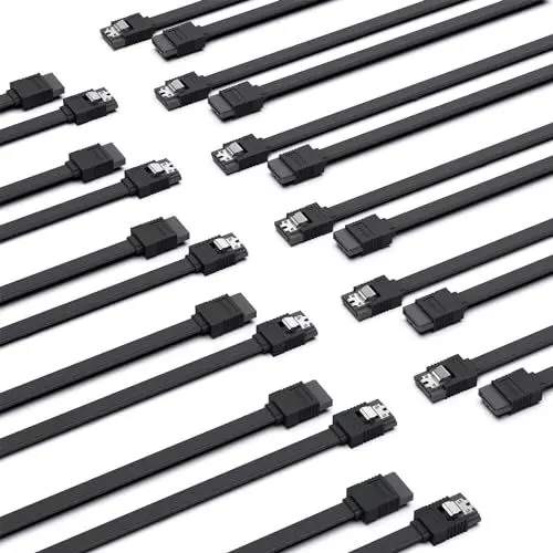 Produktbild: BENFEI SATA III Kabel, 12 Stück, 6Gbps, gerade, HDD- SDD-Datenkabel mit Arretierung, 45,7 cm für SATA HDD, SSD, CD-Treiber, CD-Writer