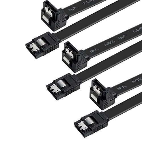 Produktbild: BENFEI SATA III Kabel, 3 Stück, 6Gbps, gerade, HDD- SDD-Datenkabel mit Arretierung, 45,7 cm für SATA HDD, SSD, CD-Treiber, CD-Writer (Schwarz,1x 90°, 3 Stück)