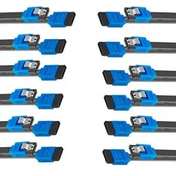 Produktbild: BENFEI SATA Kabel III, 12 Stück SATA Kabel III 6Gbps Gerade HDD SDD Datenkabel mit Verriegelungsriegel 18 Zoll für SATA HDD, SSD, CD-Treiber, CD-Brenner,Blau