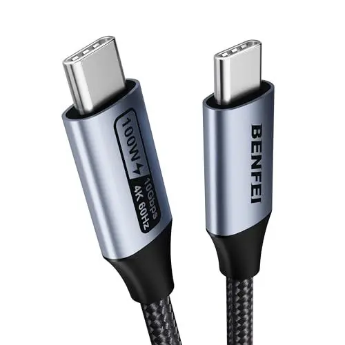 Produktbild: BENFEI USB C Monitor Kabel 4K@60Hz 0.9M,USB C VideoKabel,100W 20V/5A PD Schnellladung,10Gbps USB 3.2 Gen2 Datenkabelkompatibel mit Thunderbolt 4/3 iPad Pro Display SSD