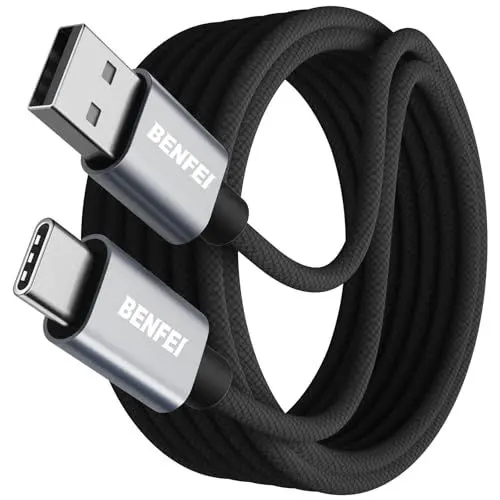 Produktbild: BENFEI Verwicklungsfreies Silikon USB C auf USB A Schnell ladekabel (3 A 2M Aluminiumschale, gewebtes Design) für Samsung Galaxy Note 10 Note 9/S10+ S10 LG V30