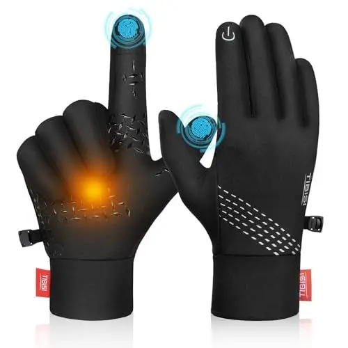 Produktbild: Benirap Fahrradhandschuhe Herren Damen Warme Winterhandschuhe Wasserabweisende Touchscreenhandschuhe Winddichte Laufhandschuhe rutschfeste Sporthandschuhe zum Laufen, Radfahren, Klettern (ST03, M)