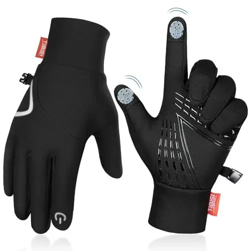 Produktbild: Benirap Fahrradhandschuhe Herren Damen Warme Winterhandschuhe Wasserabweisende Touchscreenhandschuhe Winddichte Laufhandschuhe rutschfeste Sporthandschuhe zum Laufen, Radfahren, Klettern (TM04, XL)