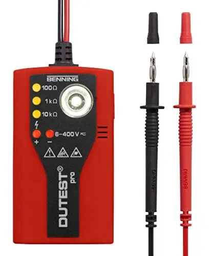 Produktbild: BENNING DUTEST pro Durchgangs- und Leitungsprüfer (Zur Prüfung von hoch- und niederohmigen Widerständen, Polaritätsprüfung, Taschenlampenfunktion, Messgerät) 50156, Rot, Schwarz