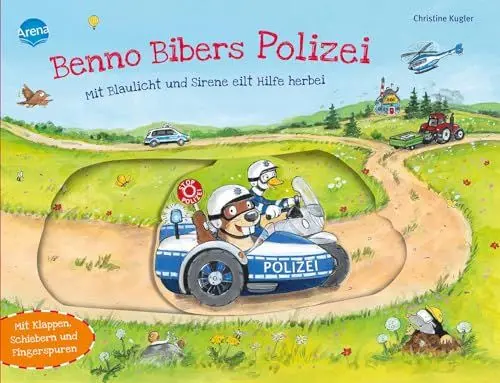 Produktbild: Benno Bibers Polizei. Mit Blaulicht und Sirene eilt Hilfe herbei: Pappbilderbuch mit Klappen, Schiebern und Fingerspuren ab 2 Jahren
