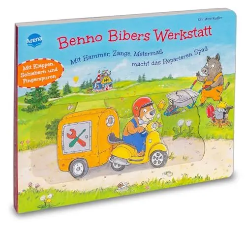 Produktbild: Benno Bibers Werkstatt. Mit Hammer, Zange, Metermaß macht das Reparieren Spaß: Pappbilderbuch mit Klappen und Schiebern ab 2 Jahren