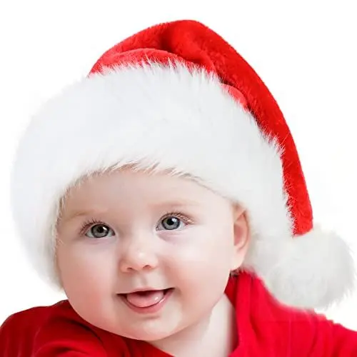 Produktbild: benpen Weihnachtsmütze Baby Nikolausmütze Rote Santa Mütze Bequemes Dicker Klassischer nikolaus mütze aus Samt für festliche Partys im neuen Jahr