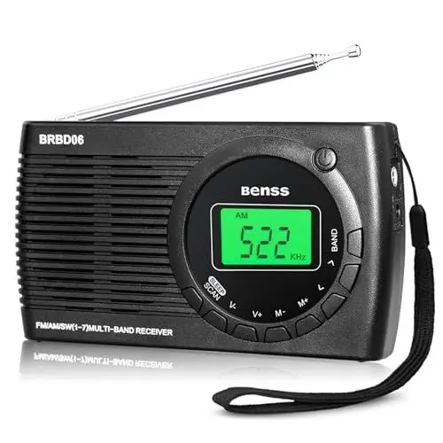 Produktbild: Benss Digital Radio Batteriebetrieben FM AM SW UKW, Batterie Radio mit Bildschirmanzeige/Timing-Funktion/Kopfhöreranschluss, Radio Klein mit AA Batterien Betrieben, Zum Spazierengehen Und Camping