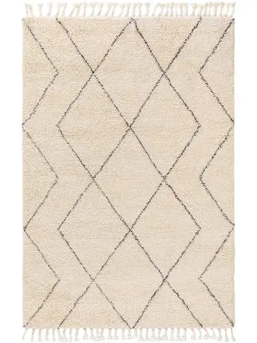 Produktbild: benuta Finest Handgeknüpfter Wollteppich Beppo - 100% Wolle handgeknüpft - Rechteckig & im Style: Berber, Geometrisch, Traditionell, Hygge & Cozy, Minimalistisch, Natural - | Beige | 200x300 cm