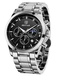 Produktbild: BENYAR Herren Uhr Chronograph Analog Quarz Stilvolle Edelstahlarmband Armbanduhr Wasserdicht Leuchtende Datum Herrenuhren Elegantes Business Uhren Geschenk für Männer