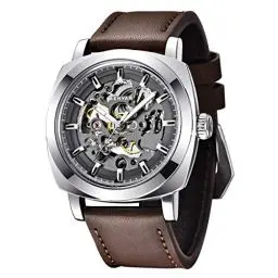 Produktbild: BENYAR - Uhren Herren Uhr Automatik Mechanische Armbanduhr | Lederband | Goldene Bewegung | 45 mm Skeleton Dial | Wasser- und Kratzfest | Elegantes Geschenk für männer