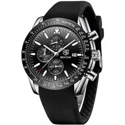 Produktbild: BENYAR herrenuhren Chronograph Analogue Quartz Armbanduhr für männer Lederband Herren Fashion Business Sport Design 30M wasserdicht Elegantes Geschenk für männer