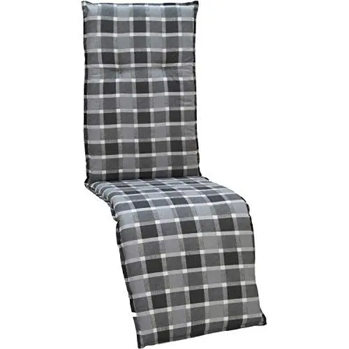 Produktbild: Beo Gartenstuhlkissen Sitzkissen Polster Stuhlkissen für Relaxstuhl kariert grau Weiss anthrazit, 4014119070591