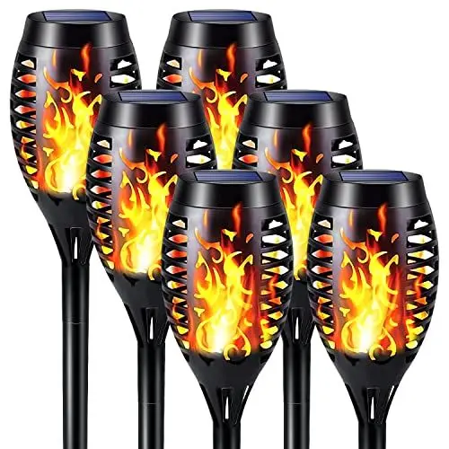 Produktbild: Beoloeb® Solarleuchten für Außen Garten - 6 Stück 12 LED Solar Fackel Gartenfackeln für Draußen mit Realistischer Flammeneffekt Solarlampen für Außen Gärten Rasen IP65 Wasserdicht Solar Beleuchtung
