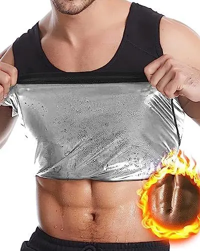 Produktbild: Beotyshow Herren Sauna Weste Saunaanzüge Body Top Shapewear Fitness Korsett Schwitweste Sport Gym Tank Top Kompressionsshirt Ärmellos T-Shirts, Silber, XXL