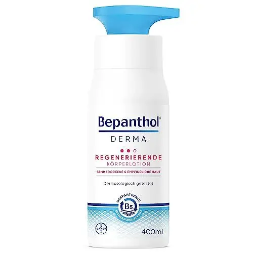 Produktbild: Bepanthol DERMA Regenerierende Körperlotion, Körperpflege für empfindliche und sehr trockene Haut, dermatologisch getestete Feuchtigkeitscreme mit Dexpanthenol, 400 ml Pumpspender