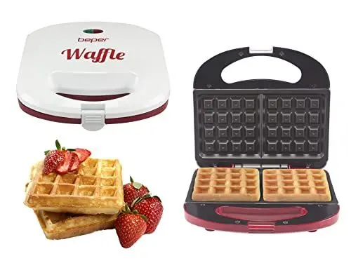 Produktbild: BEPER BT.602H Waffeleisen, 700 W, Kabel mit wärmeisolierendem Griff, Rot/Weiß