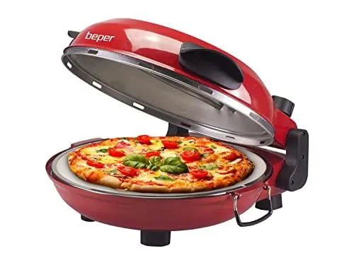 Produktbild: BEPER P101CUD300 Pizzaofen mit Herausnehmbarer Feuerfestplatte - Pizzaofen Elektrisch mit 5 Kochstufen und Zeitschaltuh