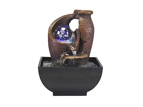 Produktbild: BEPER P201UTP201 Zimmerbrunnen Amphora mit Beleuchtung – Zimmerbrunnen Zen, Schwarz/Harz, klein