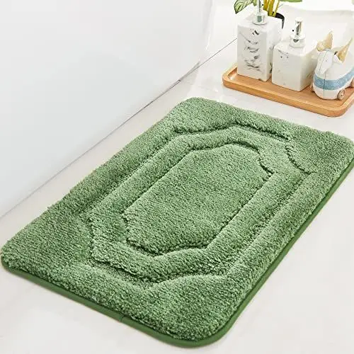 Produktbild: BEQHAUSE Badteppich rutschfeste, Weicher Badematte Waschbar Flauschig, Badezimmerteppich Wasserabsorbierend, Badvorleger für Dusche,Badewanne und Toilette, Grün, 40 x 60 cm