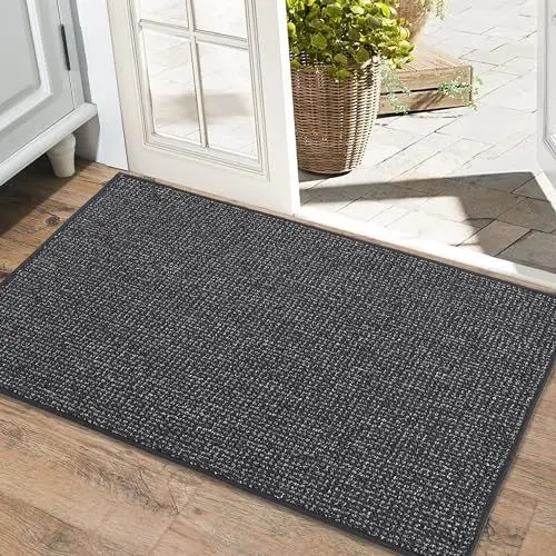 Produktbild: BEQHAUSE Fußmatte Innen Schmutzfänger Türmatten rutschfest, Schmutzfangmatte Waschbar Eingang Matte Fussmatte für Front Hintertür, Eingang, Flur, Küche, 60x89 cm, Holzkohle