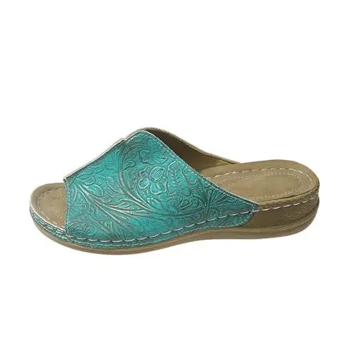 Produktbild: Bequem Riemchenpumps Damen Slingback Pumps Damen Strand Hausschuhe mit Slope Heel Hohl Casual Hausschuhe Slope Bottom Schuhe Retro Sandalen Bequem Riemchenpumps Damen Slingback Pumps (Blue, 40)