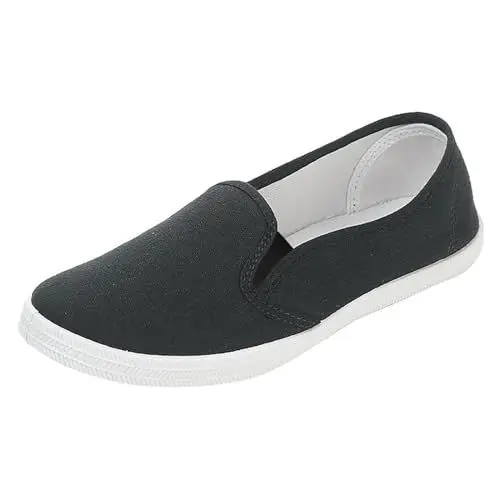 Produktbild: Bequeme Damenschuhe modische Gelegenheiten vielseitige Flache beiläufige Frauen Leinwand Business Schuhe Damen Ohne Absatz (Black, 38)
