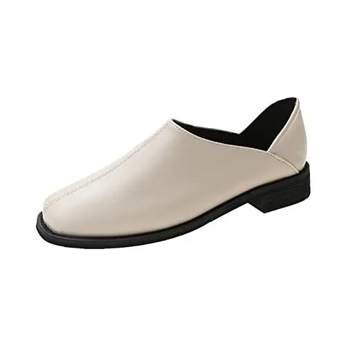 Produktbild: Bequeme Schuhe Damen Hohe Schuhe Orthopädie Frühlings-Mode-einzelne Schuhe der Mund-Retro- einfachen flachen Frauen Freizeitschuhe der zufälligen Frauen Pumps Damen Schuhe Mit Keilabsatz (Beige, 38)