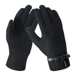 Produktbild: Bequemer Laden Damen Winter Warm Kaschmir Touchscreen Handschuhe mit Fleece Gefütterte, Elegant Winterhandschuhe Gestrickte Handschuhe mit Schleife Dekoration