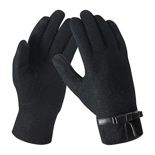 Produktbild: Bequemer Laden Damen Winter Warm Kaschmir Touchscreen Handschuhe mit Fleece Gefütterte, Elegant Winterhandschuhe Gestrickte Handschuhe mit Schleife Dekoration