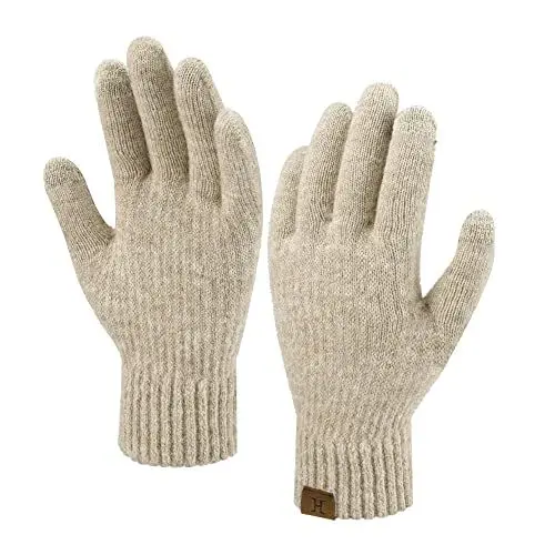 Produktbild: Bequemer Laden Damen Winter Warm Touchscreen Handschuhe Thermal Winterhandschuhe Gestrickte Handschuhe Strickhandschuhe mit Elastisch Manschette, Beige